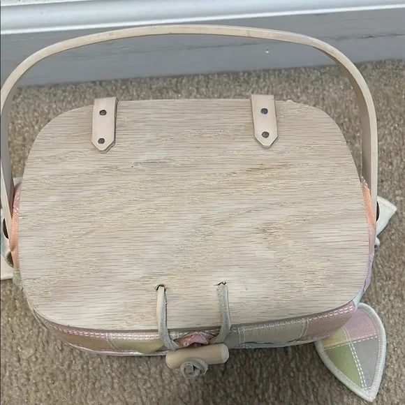 Pastel Plaid Woven Basket with Handle - Picture 3 of 13